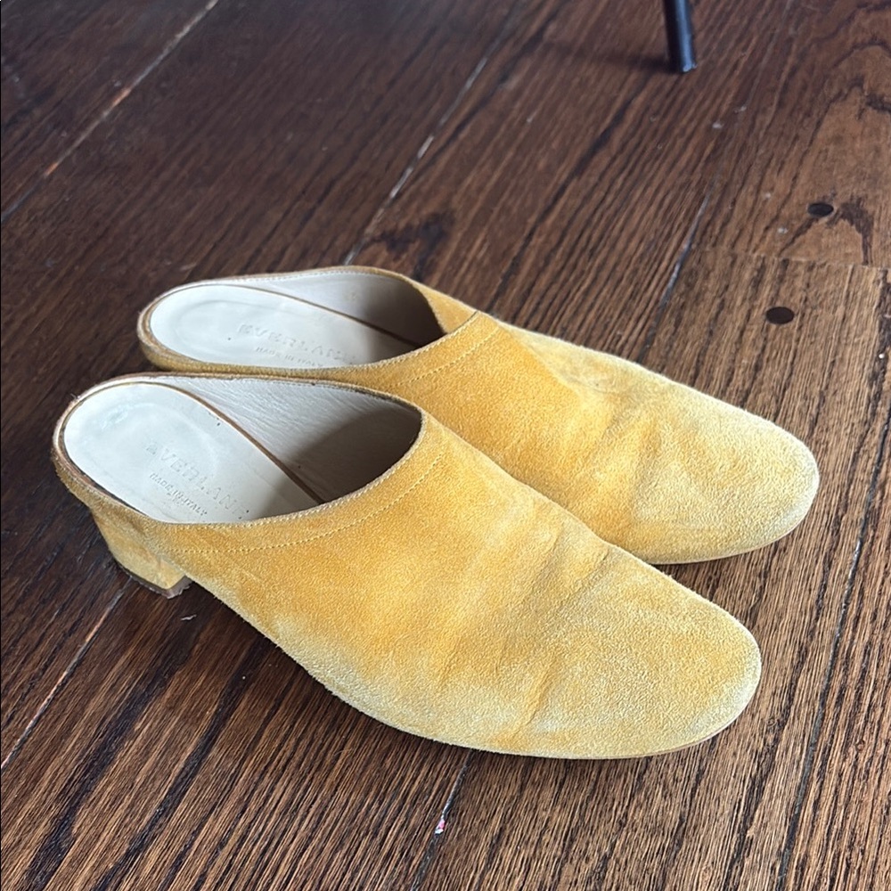 Everlane Mustard leather Suede heeled mule